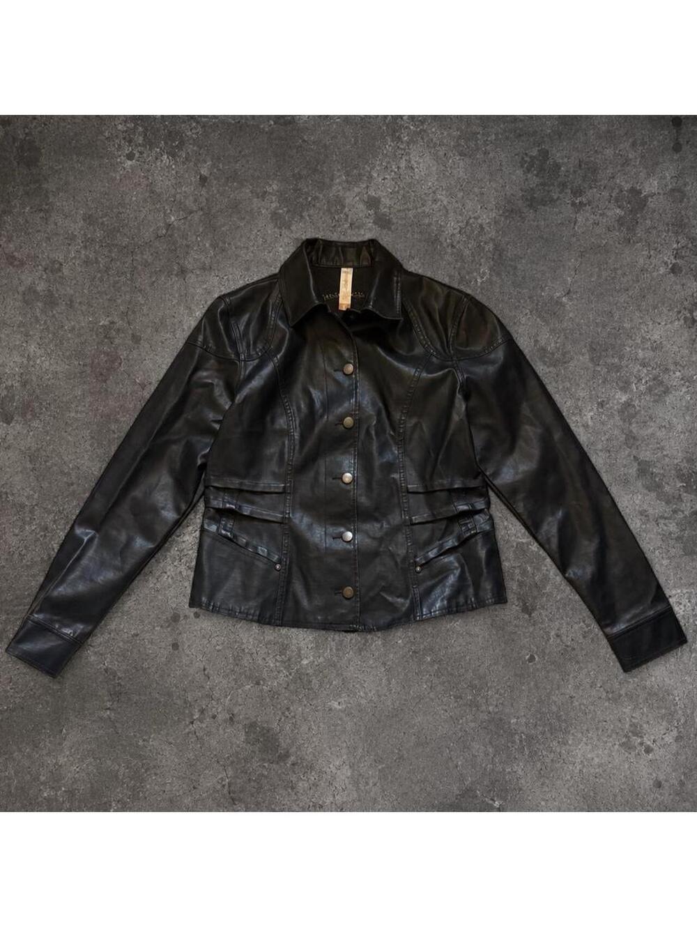 Fire Beautiful Y2K No Boundaries black faux leather jacket